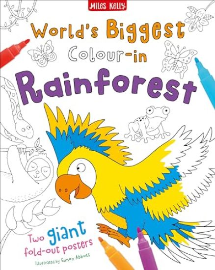 World's Biggest Colour-in Rainforest – Miles Kelly, kirjan kansikuva
