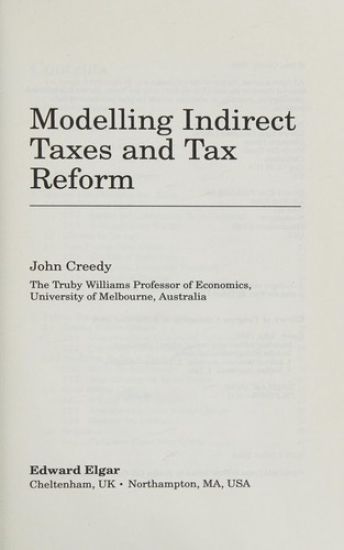 Modelling Indirect Taxes and Tax Reform