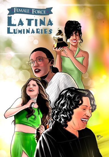Female Force: Latina Luminaries: Sonia Sotomayor, Selena Gomez, Selena Quintanilla and Alexandria Ocasio-Cortez – Michael Frizell, kirjan kansikuva