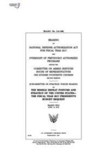 Hearing on National Defense Authorization Act for Fiscal Year 2017 and oversight of previously authorized programs before the Committee on Armed Servi