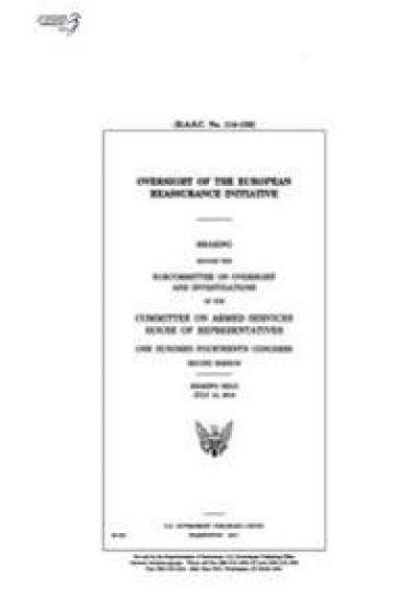 Oversight of the European Reassurance Initiative: hearing before the Subcommittee on Oversight and Investigations of the Committee on Armed Services