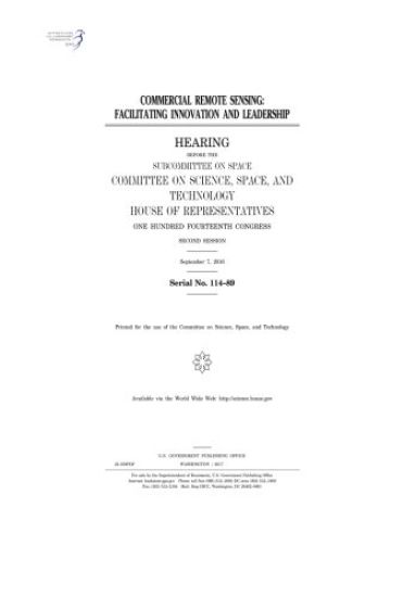 Commercial remote sensing: facilitating innovation and leadership