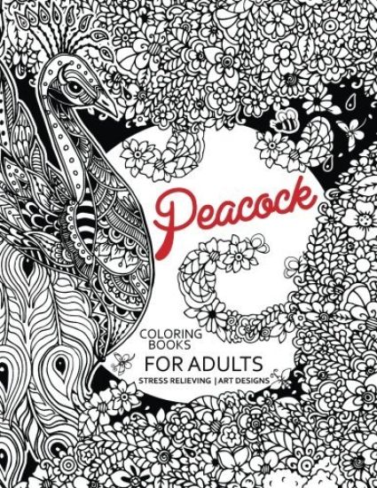 Peacock Coloring Books for Adults: Flower Edition Adult coloring book