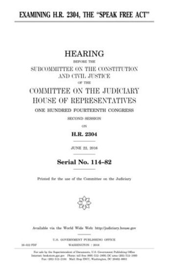 Examining H.R. 2304, the "Speak Free Act"