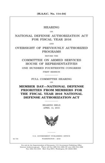 Hearing on National Defense Authorization Act for Fiscal Year 2016 and oversight of previously authorized programs before the Committee on Armed Servi