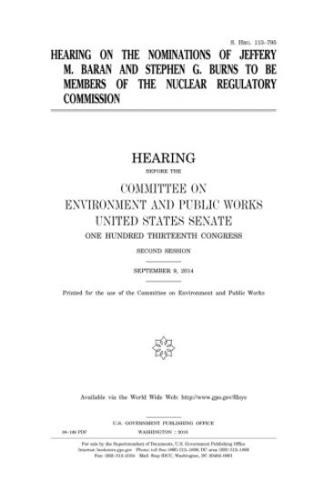 Hearing on the nominations of Jeffery M. Baran and Stephen G. Burns to be members of the Nuclear Regulatory Commission