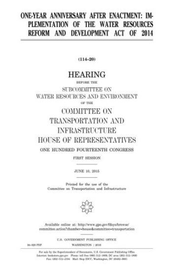 One-year anniversary after enactment: implementation of the Water Resources Reform and Development Act of 2014