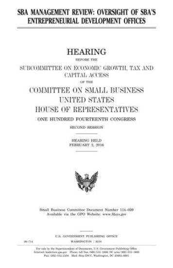 SBA management review: oversight of SBA's entrepreneurial development offices