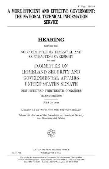 A more efficient and effective government: the National Technical Information Service