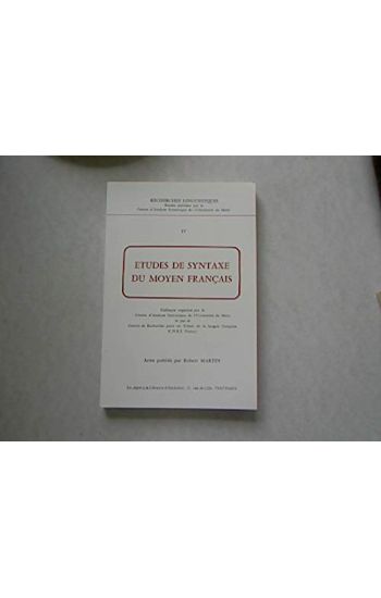 Aetudes de Syntaxe Du Moyen Franocais: Actes