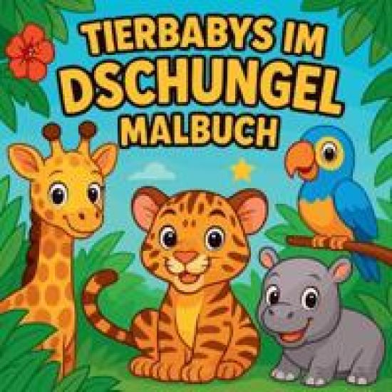 Tierbabys im Dschungel - Malbuch