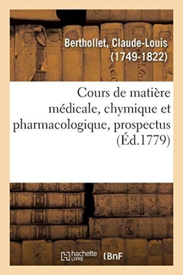 Cours de Matière Médicale, Chymique Et Pharmacologique, Prospectus