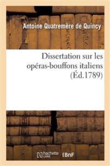 Dissertation Sur Les Opéras-Bouffons Italiens