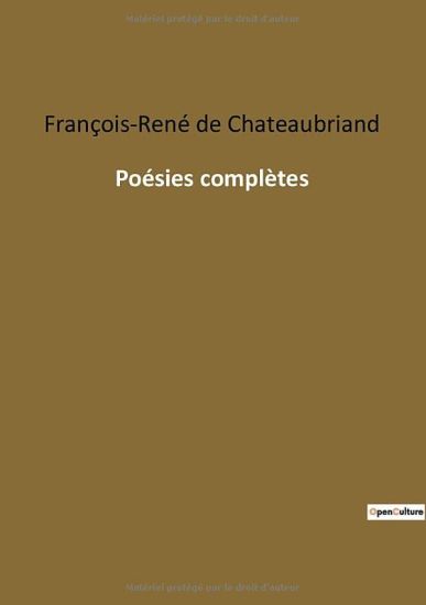 Poésies complètes – François-René de Chateaubriand, kirjan kansikuva
