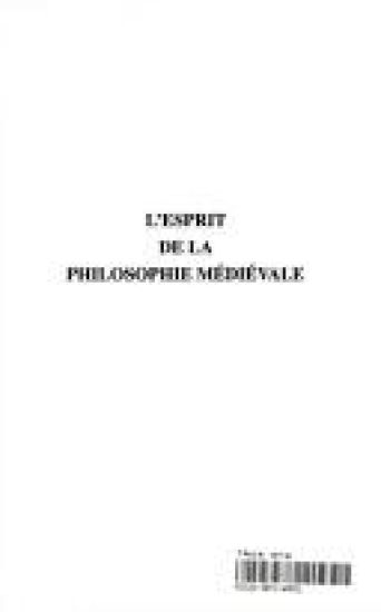 L'Esprit de la Philosophie Medievale