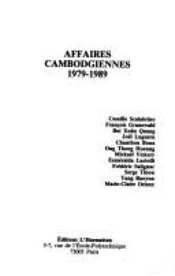 Affaires Cambodgiennes 1979 1989
