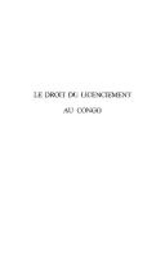 Le Droit Du Licenciement Au Congo