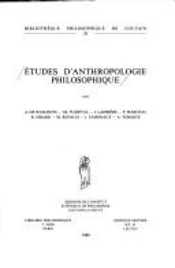 Études d'anthropologie philosophique I