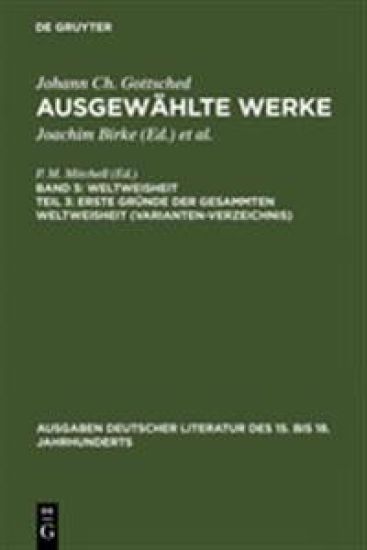 Erste Gründe Der Gesammten Weltweisheit (Variantenverzeichnis)