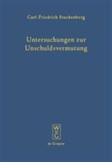 Untersuchungen Zur Unschuldsvermutung
