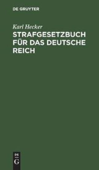 Strafgesetzbuch Für Das Deutsche Reich