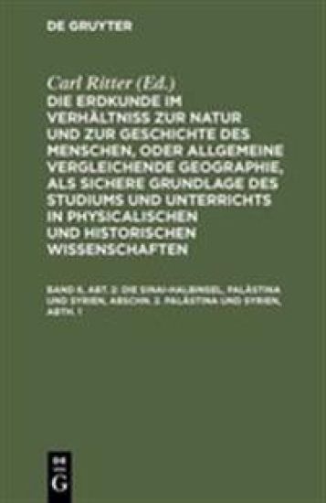 Die Sinai-Halbinsel, Palästina Und Syrien, Abschn. 2. Palästina Und Syrien, Abth. 1