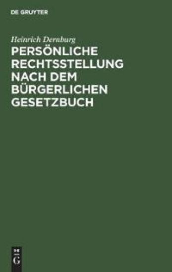 Persönliche Rechtsstellung Nach Dem Bürgerlichen Gesetzbuch
