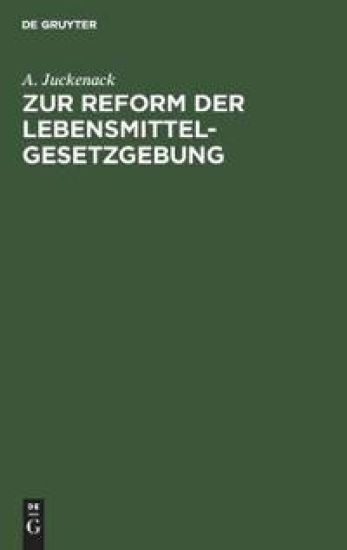 Zur Reform Der Lebensmittelgesetzgebung