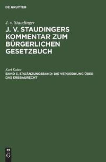 Die Verordnung Über Das Erbbaurecht