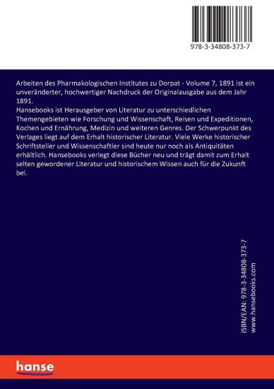 Arbeiten des Pharmakologischen Institutes zu Dorpat
