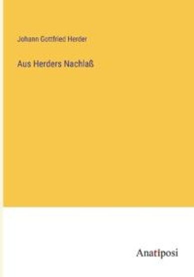 Aus Herders Nachlaß – Johann Gottfried Herder, kirjan kansikuva