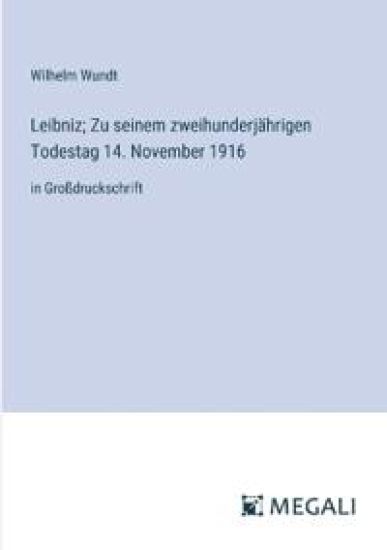 Leibniz; Zu seinem zweihunderj?hrigen Todestag 14. November 1916