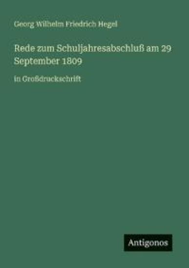Rede zum Schuljahresabschluß am 29 September 1809