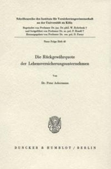 Die Ruckgewahrquote Der Lebensversicherungsunternehmen
