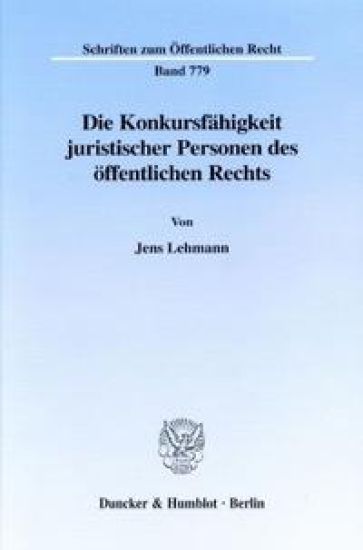Die Konkursfahigkeit Juristischer Personen Des Offentlichen Rechts