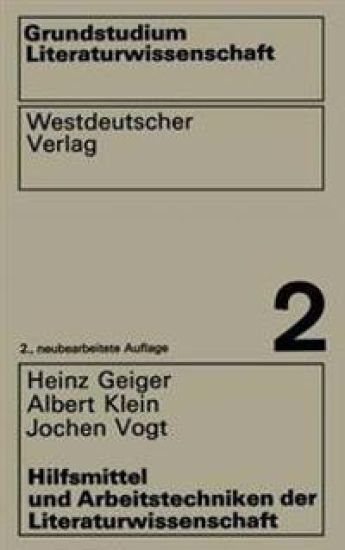 Hilfsmittel und Arbeitstechniken der Literaturwissenschaft