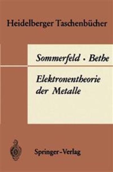 Elektronentheorie der Metalle – A. Sommerfeld, kirjan kansikuva