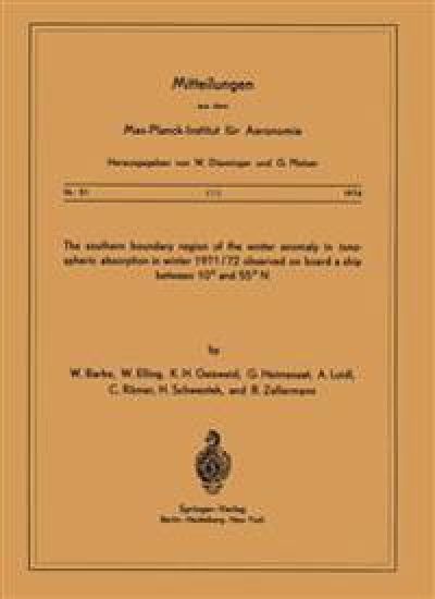 The Southern Boundary Region of the Winter Anomaly in Ionospheric Absorption in Winter 1971/72 Observed on Board the Cargo Vessel “Hanau” of Hapag-Lloyd Moving between 10° and 55° N