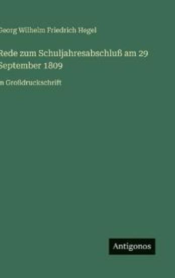 Rede zum Schuljahresabschluß am 29 September 1809