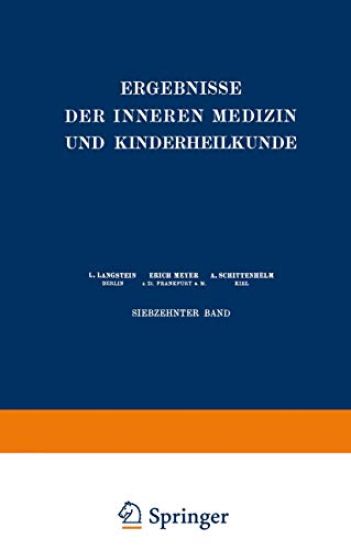Ergebnisse der Inneren Medizin und Kinderheilkunde