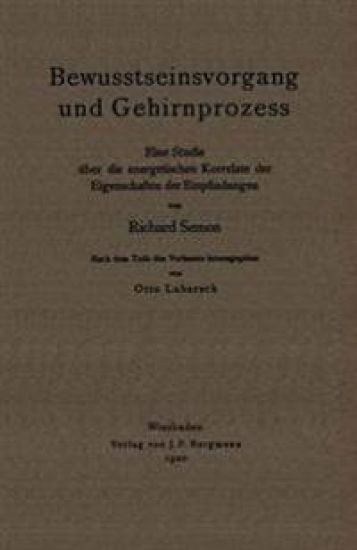 Bewusstseinsvorgang und Gehirnprozess