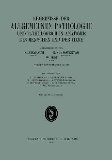 Ergebnisse der allgemeinen Pathologie und pathologischen Anatomie – H. Chiari, kirjan kansikuva