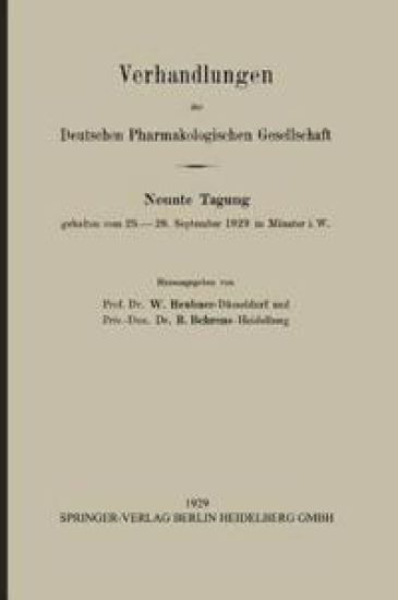 Verhandlungen der Deutschen Pharmakologischen Gesellschaft