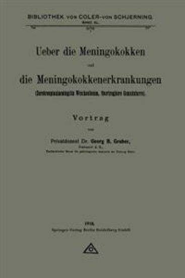 Ueber die Meningokokken und die Meningokokkenerkrankungen – Georg B. Gruber, kirjan kansikuva
