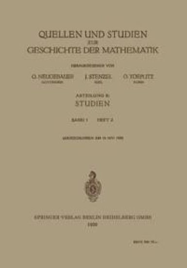 Quellen und Studien zur Geschichte der Mathematik