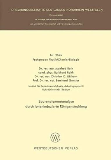 Spurenelementanalyse Durch Ioneninduzierte Röntgenstrahlung
