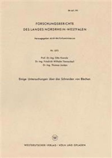 Einige Untersuchungen über das Schneiden von Blechen