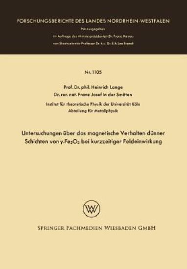 Untersuchungen über das magnetische Verhalten dünner Schichten von ?-Fe2O3 bei kurzzeitiger Feldeinwirkung