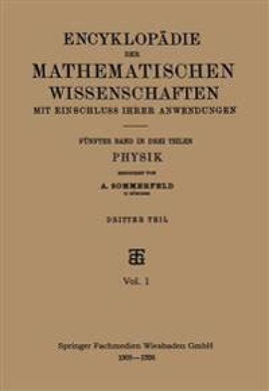 Encyklopädie der Mathematischen Wissenschaften mit Einschluss ihrer Anwendungen
