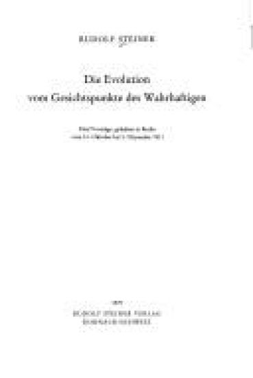 Die Evolution vom Gesichtspunkte des Wahrhaftigen